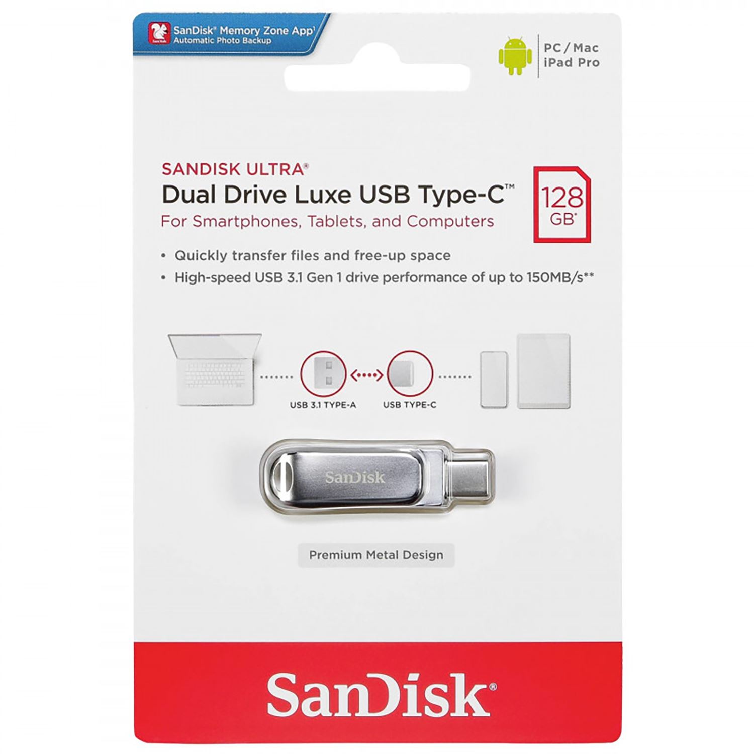 Memoria USB Sandisk Ultra Dual Drive Luxe 128GB 3.1 Tipo C